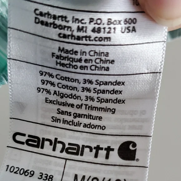 Carhartt Women's White and Green Plaid Button Down 3/4 Sleeves Shirt Size M - Picture 6 of 16